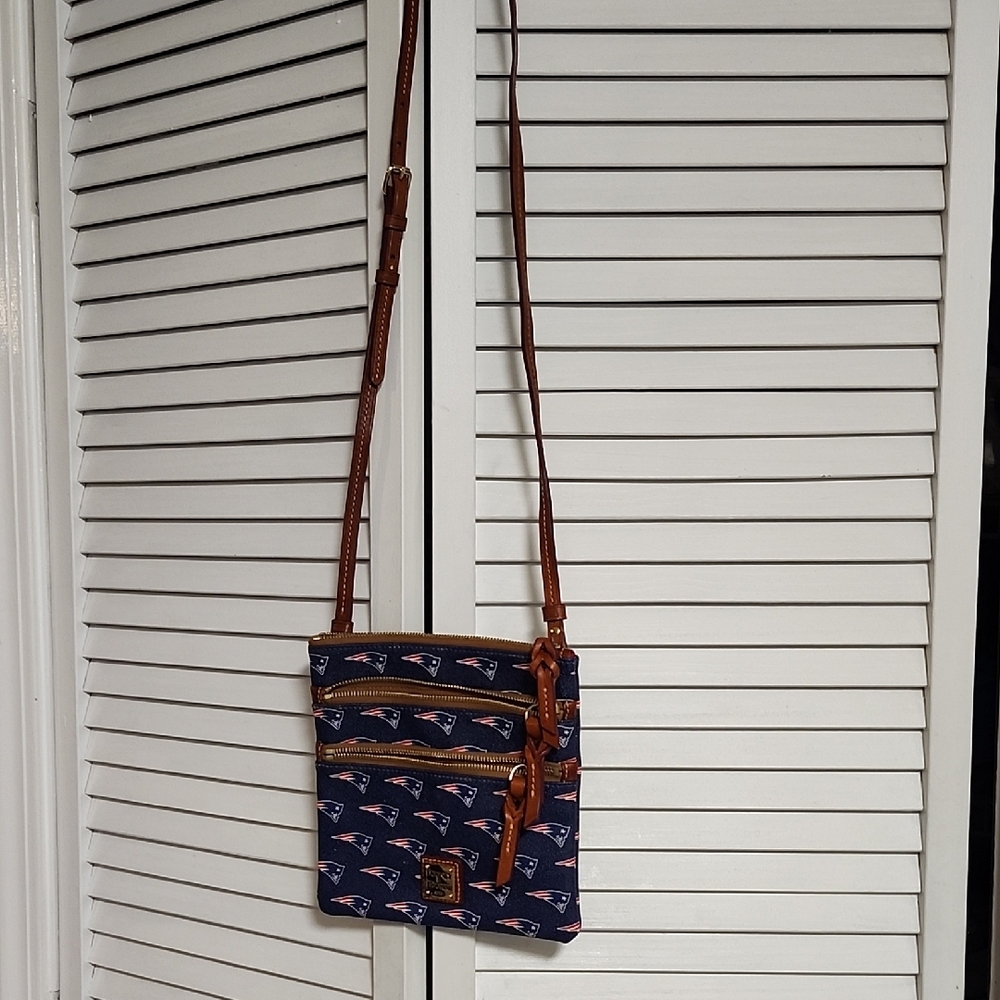 Dooney & Bourke Navy and Brown Messenger Bag
